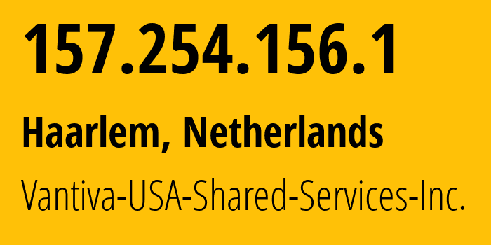 IP address 157.254.156.1 (Haarlem, North Holland, Netherlands) get location, coordinates on map, ISP provider AS60781 Vantiva-USA-Shared-Services-Inc. // who is provider of ip address 157.254.156.1, whose IP address