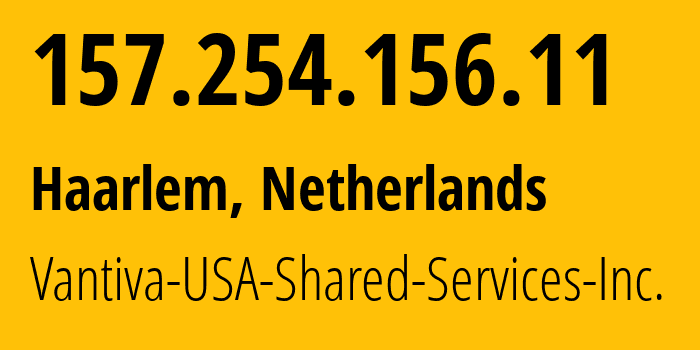 IP address 157.254.156.11 (Haarlem, North Holland, Netherlands) get location, coordinates on map, ISP provider AS60781 Vantiva-USA-Shared-Services-Inc. // who is provider of ip address 157.254.156.11, whose IP address