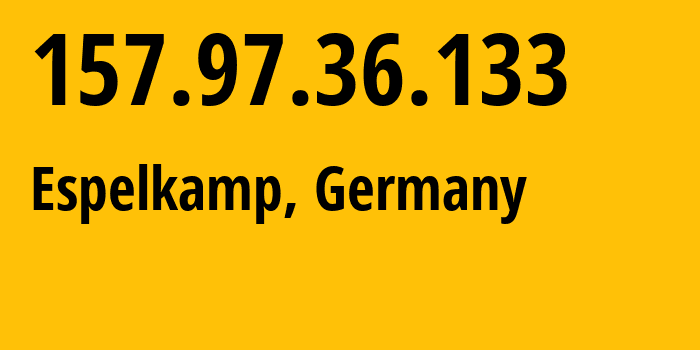 IP address 157.97.36.133 (Espelkamp, North Rhine-Westphalia, Germany) get location, coordinates on map, ISP provider AS15817 Robert-Meyer-trading-as-Mittwald-CM-Service-GmbH-&-Co.-KG // who is provider of ip address 157.97.36.133, whose IP address