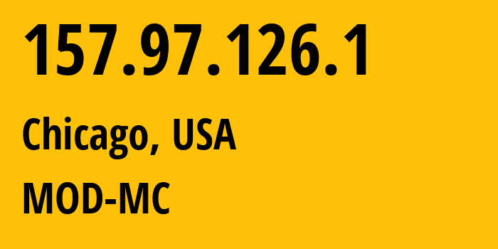 IP-адрес 157.97.126.1 (Чикаго, Иллинойс, США) определить местоположение, координаты на карте, ISP провайдер AS54103 MOD-MC // кто провайдер айпи-адреса 157.97.126.1