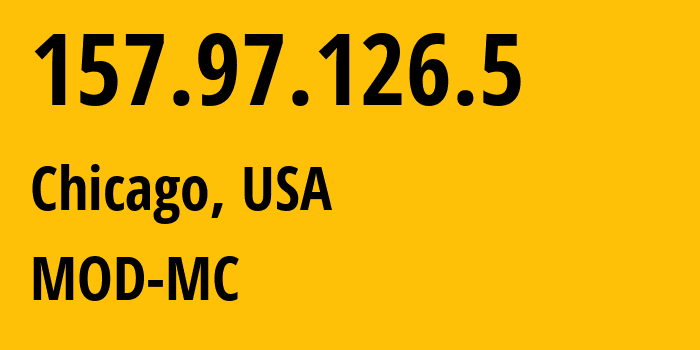 IP address 157.97.126.5 (Chicago, Illinois, USA) get location, coordinates on map, ISP provider AS54103 MOD-MC // who is provider of ip address 157.97.126.5, whose IP address