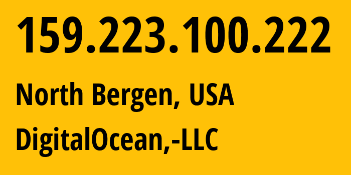 IP-адрес 159.223.100.222 (North Bergen, Нью-Джерси, США) определить местоположение, координаты на карте, ISP провайдер AS14061 DigitalOcean,-LLC // кто провайдер айпи-адреса 159.223.100.222