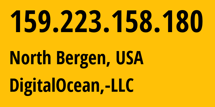 IP address 159.223.158.180 (North Bergen, New Jersey, USA) get location, coordinates on map, ISP provider AS14061 DigitalOcean,-LLC // who is provider of ip address 159.223.158.180, whose IP address