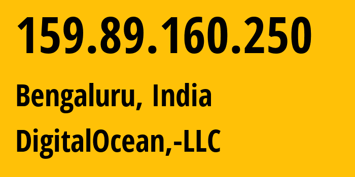 IP address 159.89.160.250 (Bengaluru, Karnataka, India) get location, coordinates on map, ISP provider AS14061 DigitalOcean,-LLC // who is provider of ip address 159.89.160.250, whose IP address