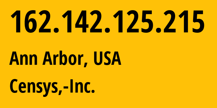 IP-адрес 162.142.125.215 (Анн-Арбор, Мичиган, США) определить местоположение, координаты на карте, ISP провайдер AS398324 Censys,-Inc. // кто провайдер айпи-адреса 162.142.125.215