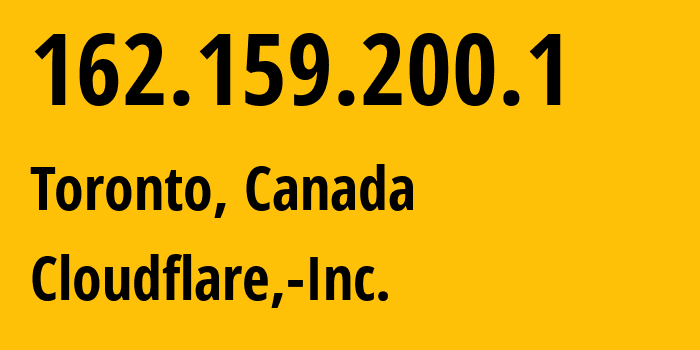 IP address 162.159.200.1 (Toronto, Ontario, Canada) get location, coordinates on map, ISP provider AS13335 Cloudflare,-Inc. // who is provider of ip address 162.159.200.1, whose IP address