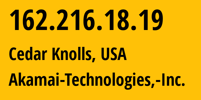 IP address 162.216.18.19 (Cedar Knolls, New Jersey, USA) get location, coordinates on map, ISP provider AS63949 Akamai-Technologies,-Inc. // who is provider of ip address 162.216.18.19, whose IP address