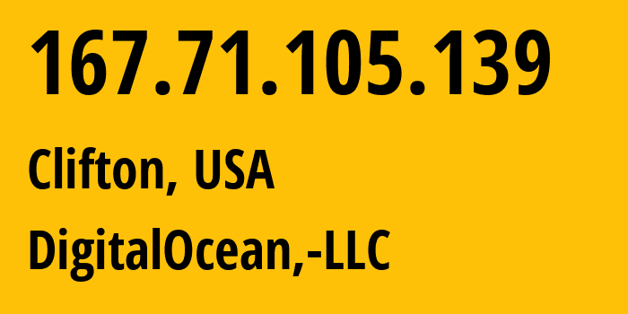 IP-адрес 167.71.105.139 (Клифтон, Нью-Джерси, США) определить местоположение, координаты на карте, ISP провайдер AS14061 DigitalOcean,-LLC // кто провайдер айпи-адреса 167.71.105.139