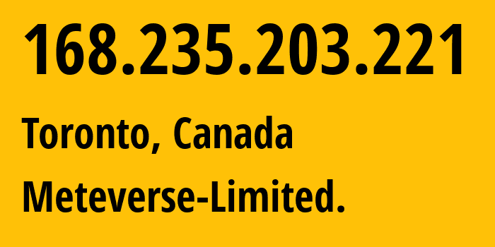 IP-адрес 168.235.203.221 (Боарнуа, Quebec, Канада) определить местоположение, координаты на карте, ISP провайдер AS54994 Meteverse-Limited. // кто провайдер айпи-адреса 168.235.203.221