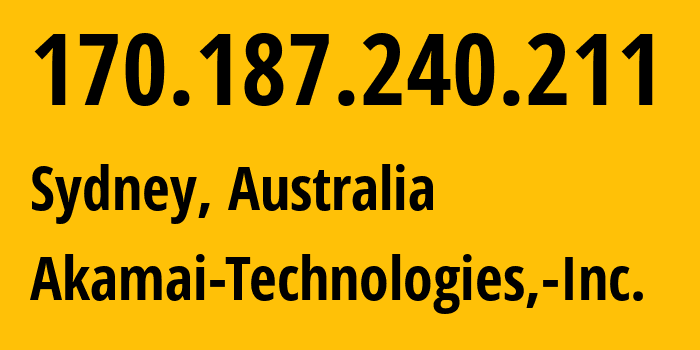 IP address 170.187.240.211 (Sydney, New South Wales, Australia) get location, coordinates on map, ISP provider AS63949 Akamai-Technologies,-Inc. // who is provider of ip address 170.187.240.211, whose IP address