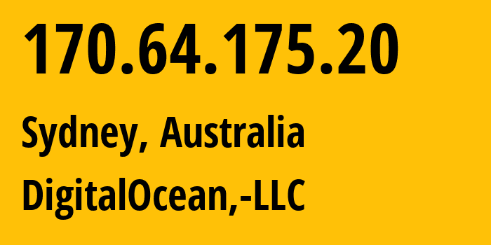 IP address 170.64.175.20 (Sydney, New South Wales, Australia) get location, coordinates on map, ISP provider AS14061 DigitalOcean,-LLC // who is provider of ip address 170.64.175.20, whose IP address