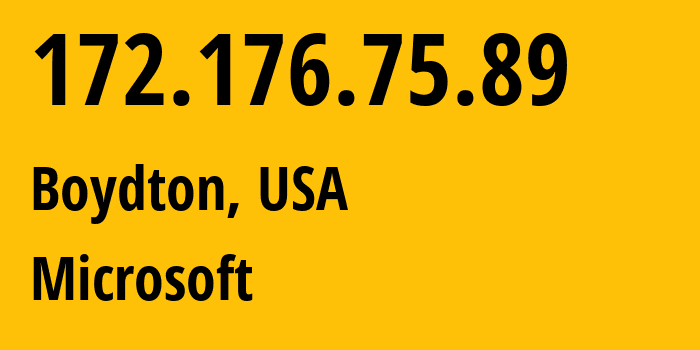 IP-адрес 172.176.75.89 (Boydton, Вирджиния, США) определить местоположение, координаты на карте, ISP провайдер AS8075 Microsoft // кто провайдер айпи-адреса 172.176.75.89