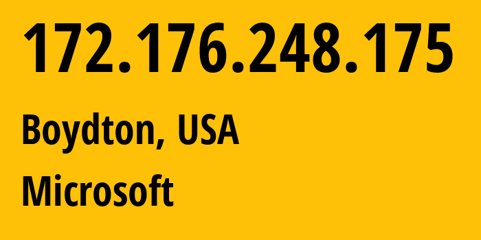 IP-адрес 172.176.248.175 (Boydton, Вирджиния, США) определить местоположение, координаты на карте, ISP провайдер AS8075 Microsoft // кто провайдер айпи-адреса 172.176.248.175