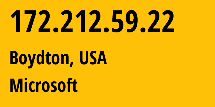 IP-адрес 172.212.59.22 (Boydton, Вирджиния, США) определить местоположение, координаты на карте, ISP провайдер AS8075 MICROSOFT // кто провайдер айпи-адреса 172.212.59.22