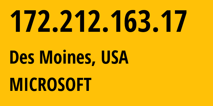 IP-адрес 172.212.163.17 (Де-Мойн, Айова, США) определить местоположение, координаты на карте, ISP провайдер AS8075 MICROSOFT // кто провайдер айпи-адреса 172.212.163.17