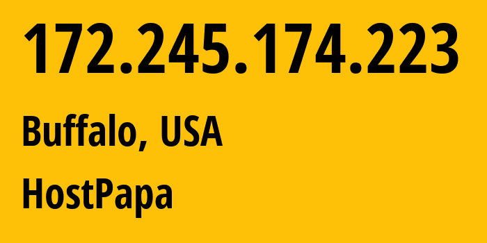 IP-адрес 172.245.174.223 (Буффало, Нью-Йорк, США) определить местоположение, координаты на карте, ISP провайдер AS36352 HostPapa // кто провайдер айпи-адреса 172.245.174.223