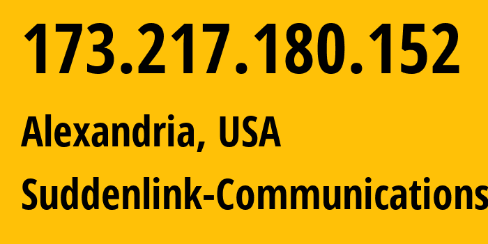 IP address 173.217.180.152 (Alexandria, Louisiana, USA) get location, coordinates on map, ISP provider AS19108 Suddenlink-Communications // who is provider of ip address 173.217.180.152, whose IP address