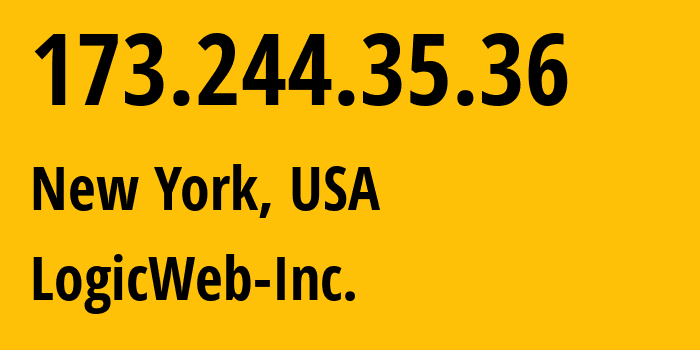 IP-адрес 173.244.35.36 (Нью-Йорк, Нью-Йорк, США) определить местоположение, координаты на карте, ISP провайдер AS64286 LogicWeb-Inc. // кто провайдер айпи-адреса 173.244.35.36