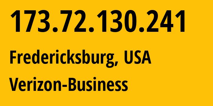 IP address 173.72.130.241 (Fredericksburg, Virginia, USA) get location, coordinates on map, ISP provider AS701 Verizon-Business // who is provider of ip address 173.72.130.241, whose IP address