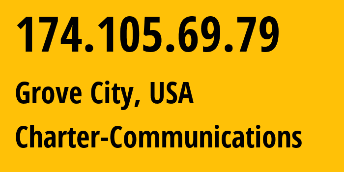 IP-адрес 174.105.69.79 (Grove City, Огайо, США) определить местоположение, координаты на карте, ISP провайдер AS10796 Charter-Communications // кто провайдер айпи-адреса 174.105.69.79