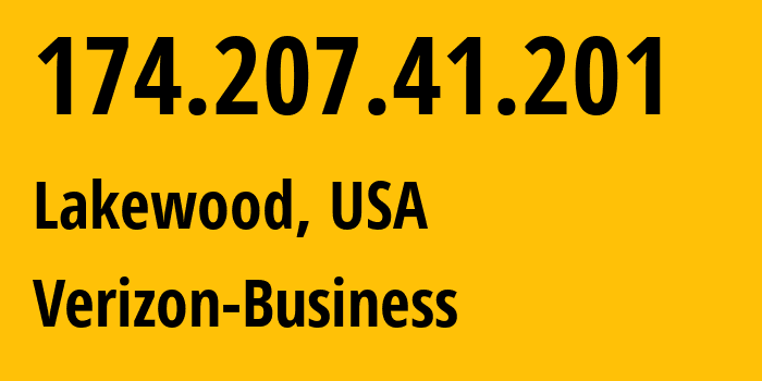 IP-адрес 174.207.41.201 (Лейквуд, Огайо, США) определить местоположение, координаты на карте, ISP провайдер AS6167 Verizon-Business // кто провайдер айпи-адреса 174.207.41.201
