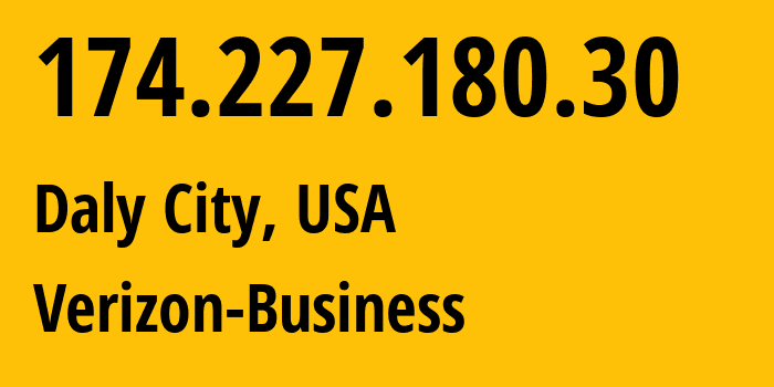 IP address 174.227.180.30 (San Leandro, California, USA) get location, coordinates on map, ISP provider AS6167 Verizon-Business // who is provider of ip address 174.227.180.30, whose IP address