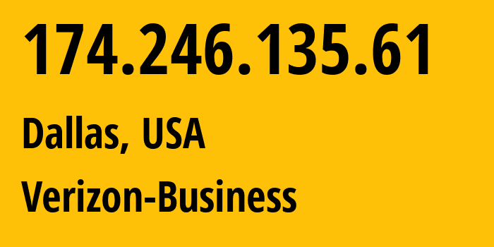 IP-адрес 174.246.135.61 (Даллас, Техас, США) определить местоположение, координаты на карте, ISP провайдер AS6167 Verizon-Business // кто провайдер айпи-адреса 174.246.135.61