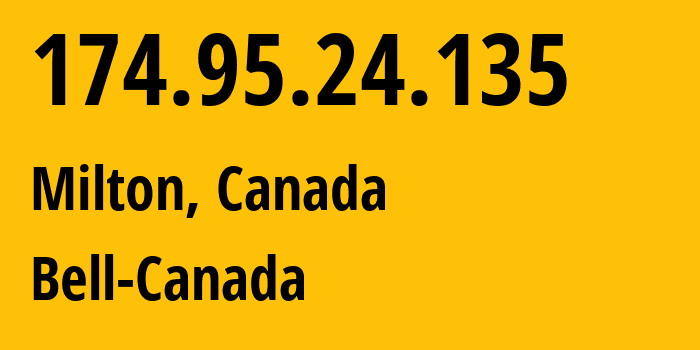 IP address 174.95.24.135 (Milton, Ontario, Canada) get location, coordinates on map, ISP provider AS577 Bell-Canada // who is provider of ip address 174.95.24.135, whose IP address