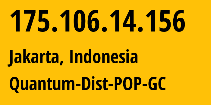 IP address 175.106.14.156 (Jakarta, Jakarta, Indonesia) get location, coordinates on map, ISP provider AS46023 Quantum-Dist-POP-GC // who is provider of ip address 175.106.14.156, whose IP address