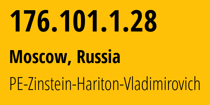 IP address 176.101.1.28 (Moscow, Moscow, Russia) get location, coordinates on map, ISP provider AS43936 PE-Zinstein-Hariton-Vladimirovich // who is provider of ip address 176.101.1.28, whose IP address