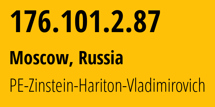 IP address 176.101.2.87 (Moscow, Moscow, Russia) get location, coordinates on map, ISP provider AS43936 PE-Zinstein-Hariton-Vladimirovich // who is provider of ip address 176.101.2.87, whose IP address