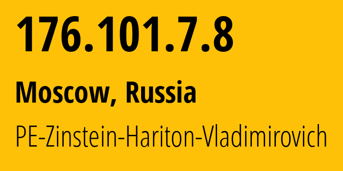 IP-адрес 176.101.7.8 (Москва, Москва, Россия) определить местоположение, координаты на карте, ISP провайдер AS43936 PE-Zinstein-Hariton-Vladimirovich // кто провайдер айпи-адреса 176.101.7.8