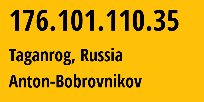 IP address 176.101.110.35 (Taganrog, Rostov Oblast, Russia) get location, coordinates on map, ISP provider AS5598 Anton-Bobrovnikov // who is provider of ip address 176.101.110.35, whose IP address