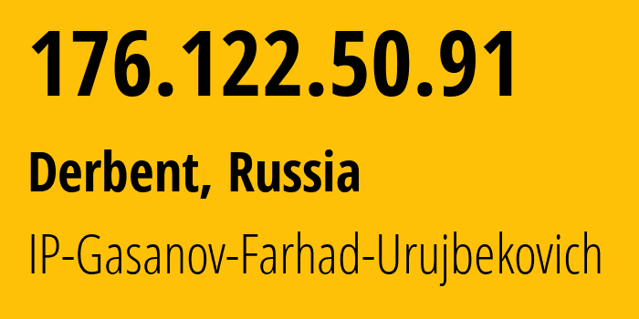 IP-адрес 176.122.50.91 (Дербент, Дагестан, Россия) определить местоположение, координаты на карте, ISP провайдер AS199008 IP-Gasanov-Farhad-Urujbekovich // кто провайдер айпи-адреса 176.122.50.91