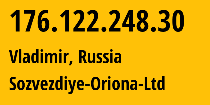 IP address 176.122.248.30 (Vladimir, Vladimir Oblast, Russia) get location, coordinates on map, ISP provider AS59502 Sozvezdiye-Oriona-Ltd // who is provider of ip address 176.122.248.30, whose IP address