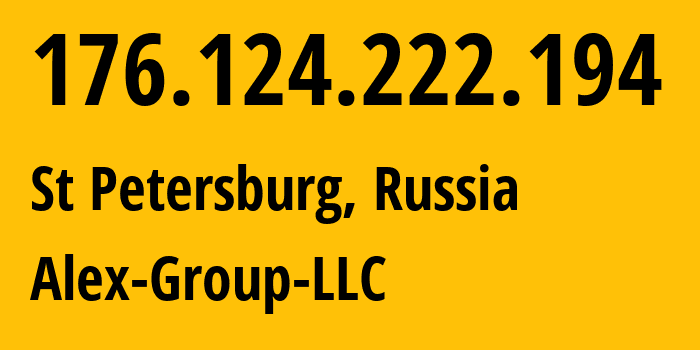 IP-адрес 176.124.222.194 (Санкт-Петербург, Санкт-Петербург, Россия) определить местоположение, координаты на карте, ISP провайдер AS0 Alex-Group-LLC // кто провайдер айпи-адреса 176.124.222.194