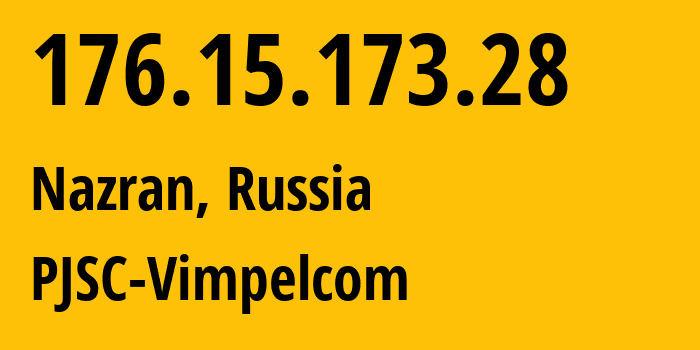 IP-адрес 176.15.173.28 (Назрань, Ингушетия, Россия) определить местоположение, координаты на карте, ISP провайдер AS16345 PJSC-Vimpelcom // кто провайдер айпи-адреса 176.15.173.28