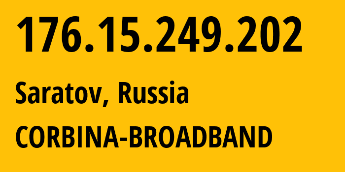 IP-адрес 176.15.249.202 (Саратов, Саратовская Область, Россия) определить местоположение, координаты на карте, ISP провайдер AS16345 CORBINA-BROADBAND // кто провайдер айпи-адреса 176.15.249.202