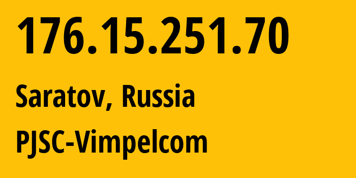 IP address 176.15.251.70 (Saratov, Saratov Oblast, Russia) get location, coordinates on map, ISP provider AS16345 PJSC-Vimpelcom // who is provider of ip address 176.15.251.70, whose IP address