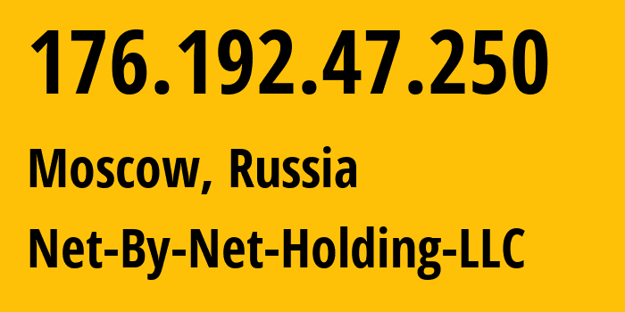 IP address 176.192.47.250 (Moscow, Moscow, Russia) get location, coordinates on map, ISP provider AS12714 Net-By-Net-Holding-LLC // who is provider of ip address 176.192.47.250, whose IP address