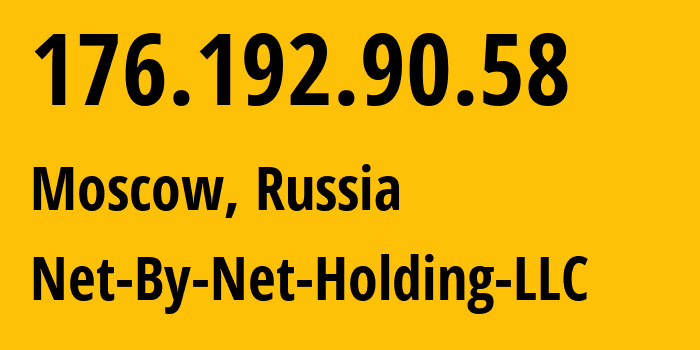 IP address 176.192.90.58 (Moscow, Moscow, Russia) get location, coordinates on map, ISP provider AS12714 Net-By-Net-Holding-LLC // who is provider of ip address 176.192.90.58, whose IP address