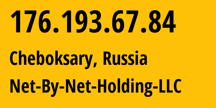 IP address 176.193.67.84 (Cheboksary, Chuvash Republic, Russia) get location, coordinates on map, ISP provider AS12714 Net-By-Net-Holding-LLC // who is provider of ip address 176.193.67.84, whose IP address