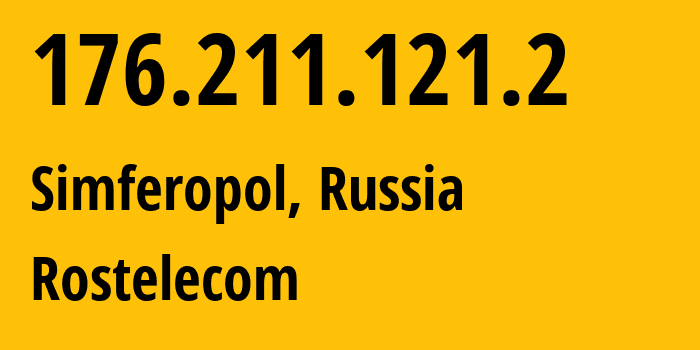 IP-адрес 176.211.121.2 (Симферополь, Республика Крым, Россия) определить местоположение, координаты на карте, ISP провайдер AS201776 Rostelecom // кто провайдер айпи-адреса 176.211.121.2