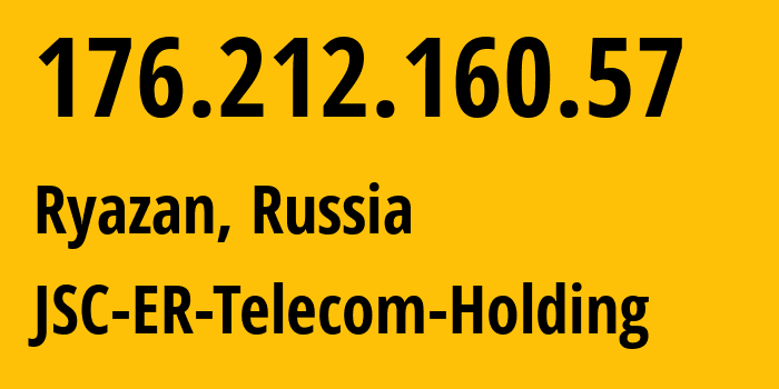 IP address 176.212.160.57 (Ryazan, Ryazan Oblast, Russia) get location, coordinates on map, ISP provider AS56420 JSC-ER-Telecom-Holding // who is provider of ip address 176.212.160.57, whose IP address