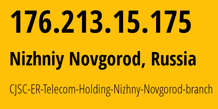 IP address 176.213.15.175 (Nizhniy Novgorod, Nizhny Novgorod Oblast, Russia) get location, coordinates on map, ISP provider AS42682 CJSC-ER-Telecom-Holding-Nizhny-Novgorod-branch // who is provider of ip address 176.213.15.175, whose IP address