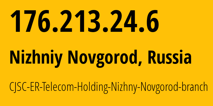 IP address 176.213.24.6 (Nizhniy Novgorod, Nizhny Novgorod Oblast, Russia) get location, coordinates on map, ISP provider AS42682 CJSC-ER-Telecom-Holding-Nizhny-Novgorod-branch // who is provider of ip address 176.213.24.6, whose IP address