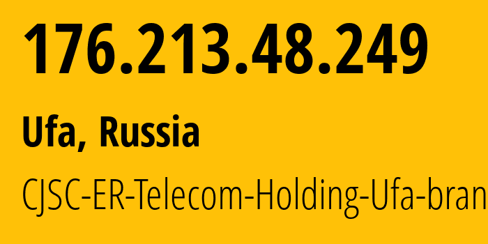 IP-адрес 176.213.48.249 (Уфа, Башкортостан, Россия) определить местоположение, координаты на карте, ISP провайдер AS51035 CJSC-ER-Telecom-Holding-Ufa-branch // кто провайдер айпи-адреса 176.213.48.249