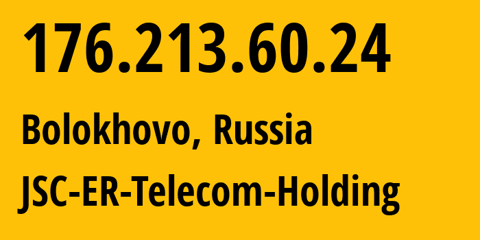 IP address 176.213.60.24 (Bolokhovo, Tula Oblast, Russia) get location, coordinates on map, ISP provider AS52207 JSC-ER-Telecom-Holding // who is provider of ip address 176.213.60.24, whose IP address