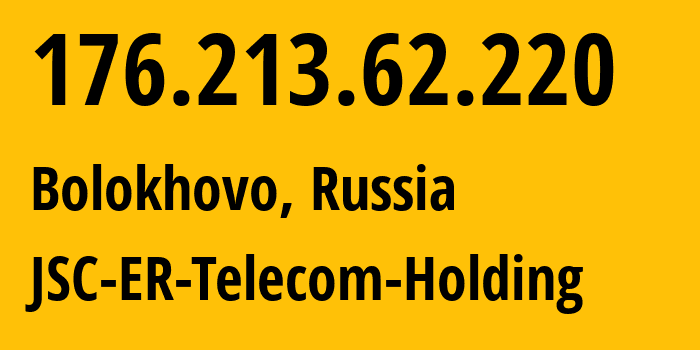 IP-адрес 176.213.62.220 (Болохово, Тульская Область, Россия) определить местоположение, координаты на карте, ISP провайдер AS52207 JSC-ER-Telecom-Holding // кто провайдер айпи-адреса 176.213.62.220