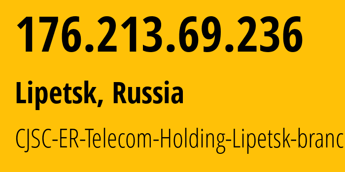 IP address 176.213.69.236 (Lipetsk, Lipetsk Oblast, Russia) get location, coordinates on map, ISP provider AS50498 CJSC-ER-Telecom-Holding-Lipetsk-branch // who is provider of ip address 176.213.69.236, whose IP address